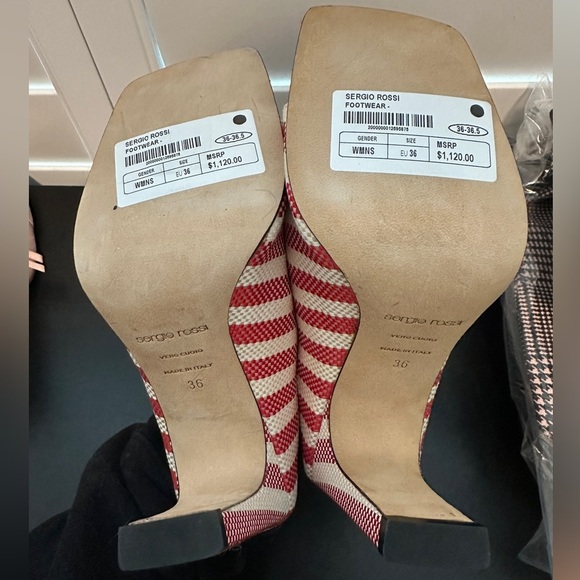 Sergio Rossi | PORTOFINO STRIPED JACQUARD SABOT MULES - Picture 7 of 8